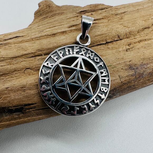 Sterling Silver Star of David Pendant – Hebrew Rune - Picture 2 of 7